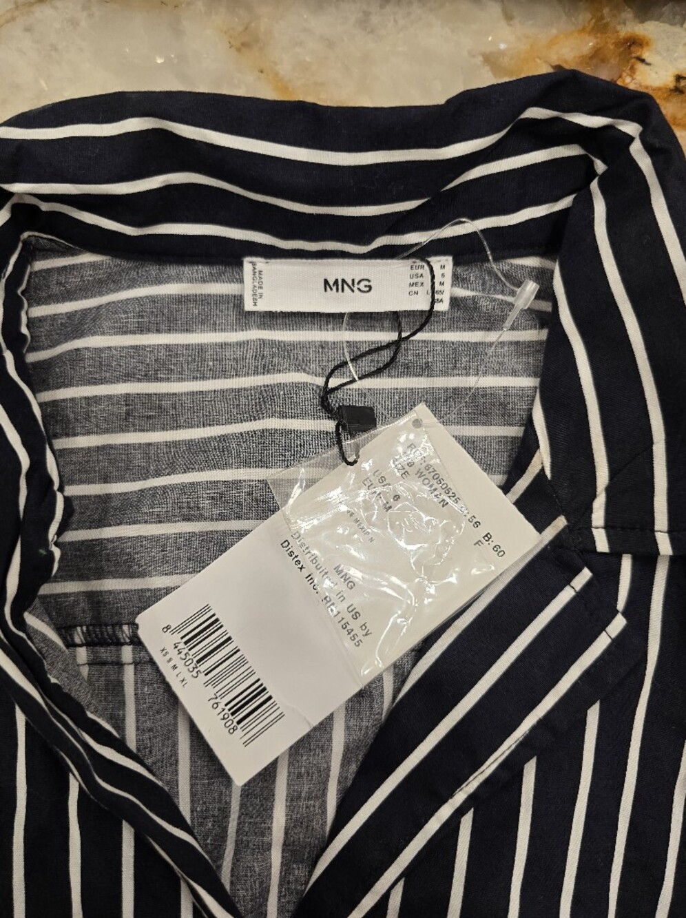 MANGO black and white striped cotton shirt dress NWT M - Picture 7 of 8